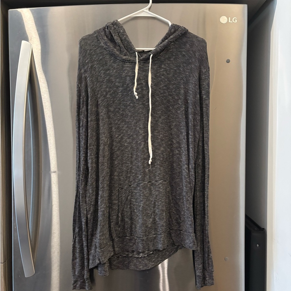 Brandy Melville Black and White Striped Hoodie